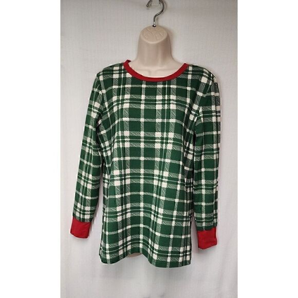 Little Magnolia Knit Pajama Set - Evergreen/Red Plaid Size Large - Picture 2 of 7